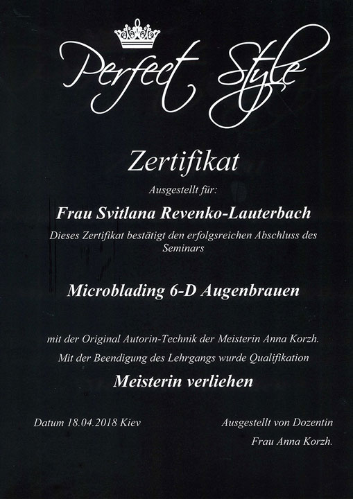 Electra Permanent Make Up Bremen Perfekt Style Zertifikat
